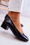 Leather Snakeskin Pumps Black Mesquite