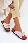 Ladies sandals on cork sole with bow light pink Seressa