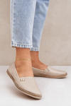 Elegant Leather Women's Espadrilles Beige Zazoo 10177