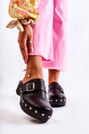 Women's Slippers Clogs On Heel Black Ivette