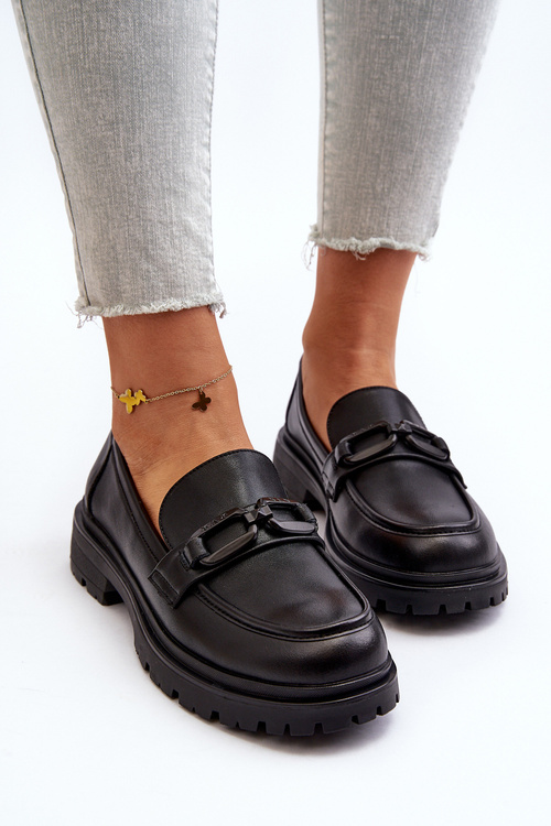 Women's Genuine Leather Moccasins Black Imbleria