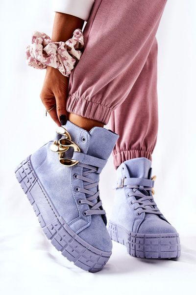 High Sneakers On A Platform Blue Evenia