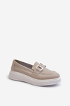 Beige Women's Leather Platform Moccasins S.Barski LR720