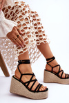 Leather Wedge Sandals Black Margaritt
