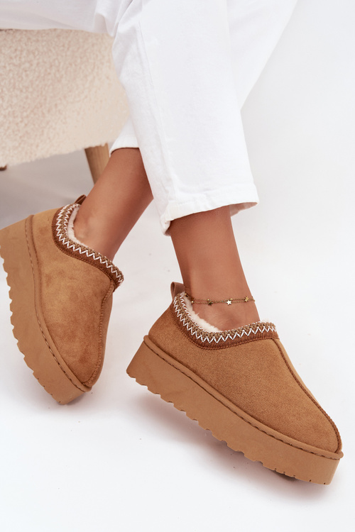 Low Women's Snow Boots with Embroidery on Platform Camel Taliah