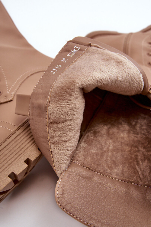 Lace-Up Insulated Ankle Boots Dark Beige Bergdis