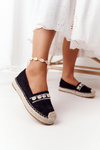 Espadryle Na Platformie Z Muszelkami Czarne Seashell