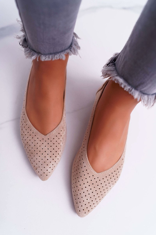 Lu Boo Women's Ballerinas Openwork Beige Dessert