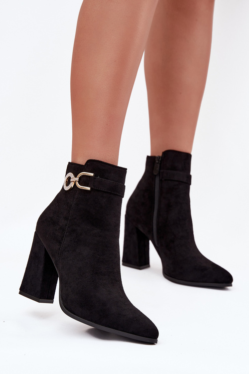 Eko Suede Ankle Boots With Heel With Decoration Black Lymall