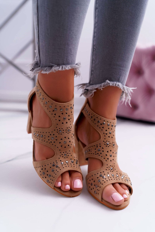 Lu Boo Beige Suede Stiletto Sandals