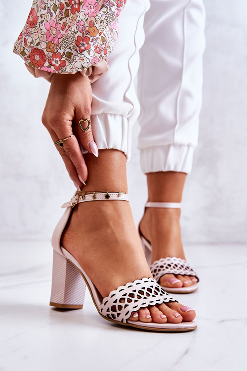 Leather Sandals Openwork Lewski 2869 Pearl Pink