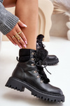 Warm ankle boots with zipper made of eco leather black Willatta