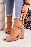 Suede Wedge Sandals Laura Messi 2253 Powder Pink