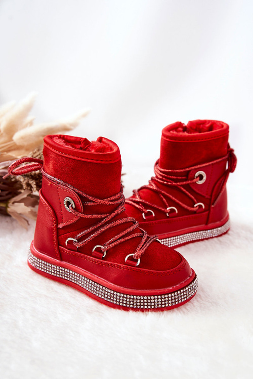 Children's Snowboots with Zircons Red Wellma