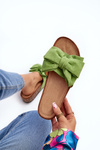 Women's Cork Platform Sandals with Bow Green Tarena