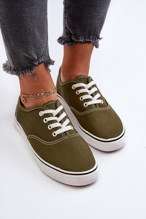 Women's Classic Dark Green Canvas Sneakers Olvali