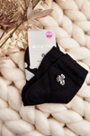 Women's Cotton Socks with Teddy Bear Patch Black