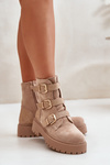 Warm Women's Boots With Buckles Beige Tiaeliana