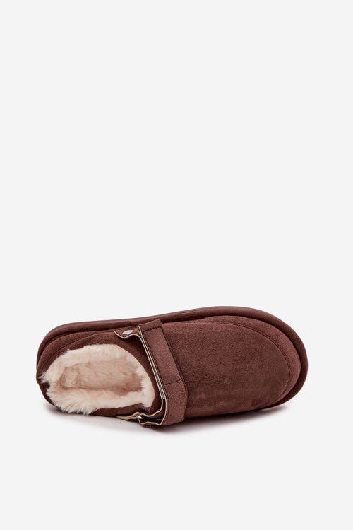 Women's slippers with strap Warm with fur Chocolate Rilena