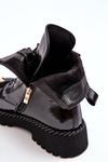 Women's Lacquered Boots Workery With Decoration Black SBarski MR870-67