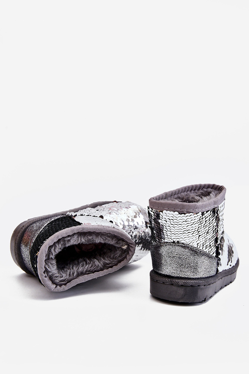 Children's Warmed Snowboots With Sequins Silver Shard