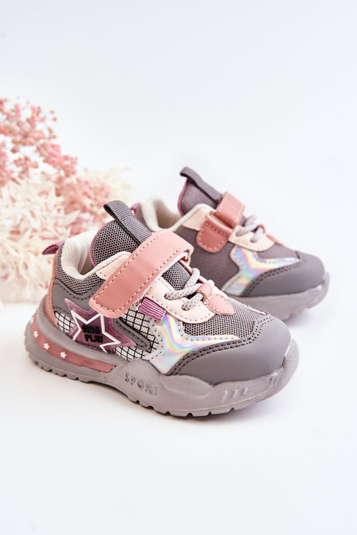 Children's Light Sport Shoes Grey-pink Mobby