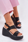 Leather Womens Sandals On Wedge And Platform S.Barski LR51-540 Black