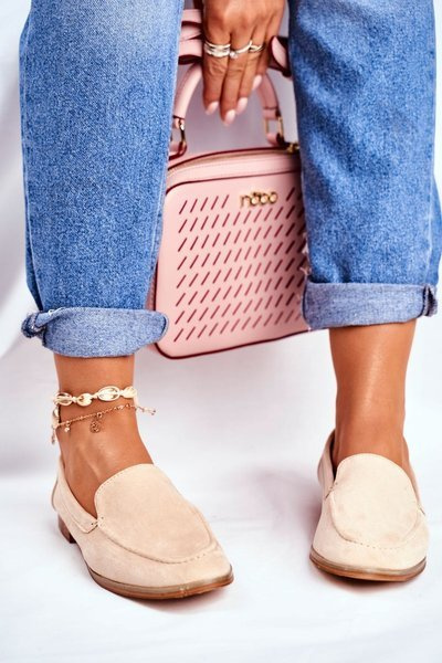 Women's Brogues Slip-on Loafers Suede Beige Twinky