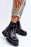 Sztyblety Workery Damskie Lakierowane Czarne Brizora G1805