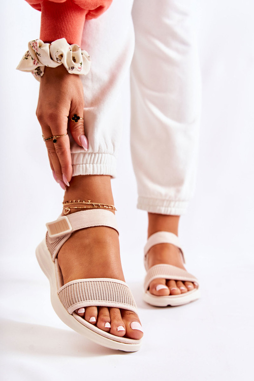 Women's Comfortable Sandals With Velcro Beige Sidney