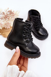 Children's Leather Boots With Zipper Black Omua