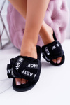 Women's Black Flip Flops With Inscription Lu Boo News
