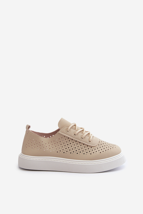 Lace-up Platform Sneakers in Beige Tanvi