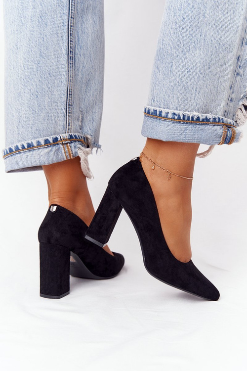 Suede Pumps On A Block Heel Sergio Leone PB216 Black