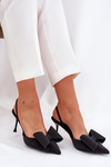 High Heels With Open Heels And Bow Black Eklevia