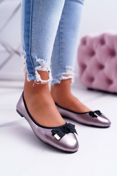 Baleriny Damskie Eleganckie Grafitowe LaDonna