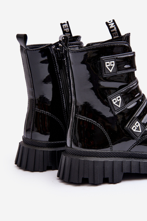 Girls' Lacquered Lined Boots Black Rilina