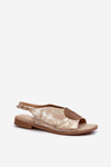 Women's sandals with ornament on flat heel S.Barski KV24-057 Golden