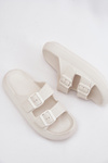Ladies Foam Slides With Buckles Vinceza 76056 White