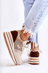 Fashionable Women's Sport Shoes On A Wedge Beige and brown Aronne