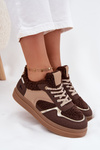 Women's Platform Sneakers with Sheepskin Brown Frelina