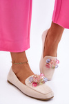 Suede Loafers With Ornate Crystals Beige Arvilla
