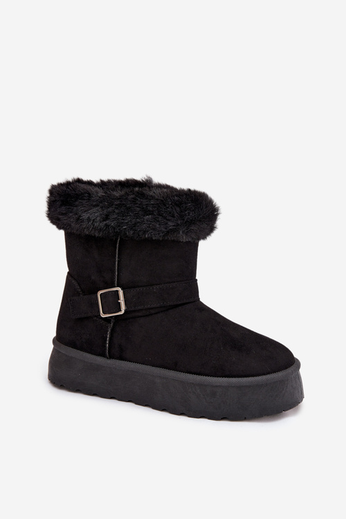 Women's Snow Boots On Platform With Buckle And Faux Fur Czarne Jesella