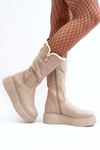 Women's Leather Boots with Wool Zazoo 70121 Beige