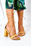 Lace-up High Heel Sandals Yellow Catwalk