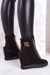 Women’s Suede Wedge Sneakers BOOCI 2222/066/z Golden Chain Black