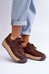 Buty Sportowe Damskie Zamsz Platforma Brązowe Rohan BL391P
