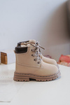 Children's Trapper Boots with Zip Beige Bansi