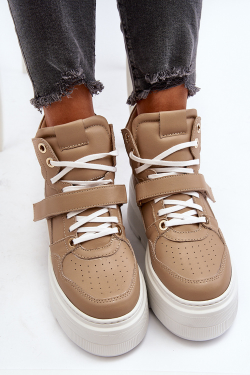 Sneakersy Skóra Naturalna Damskie Zazoo 3450 Beżowe