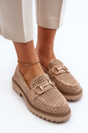 Women's Beige Cutout Detail Moccasins Talesse